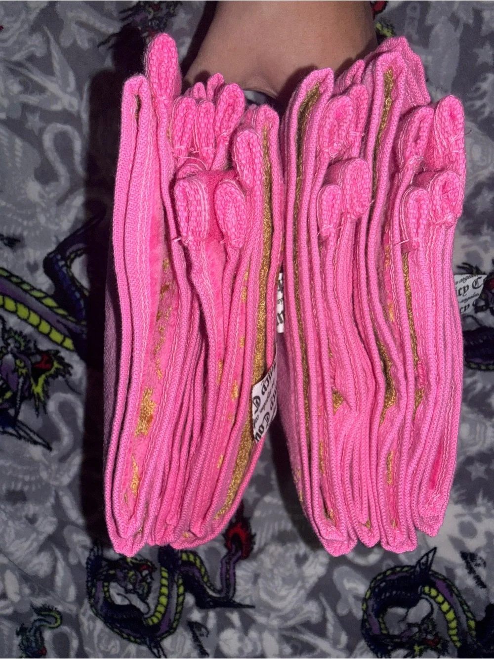 Juicy Couture Hot Pink Towels with Gold Accents